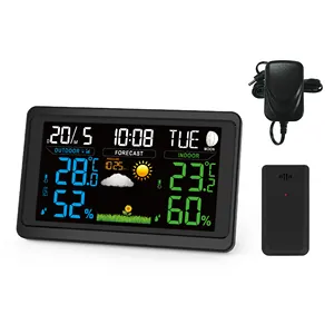 EWETIME Wireless Room Clock Weather Forecast Station with Remote Temperature and Humidity Sensor Thermometer Hygrometer