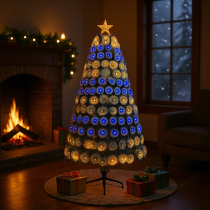 Christmas Tree 180cm 230T Blue Led Lights Remote Controlled Indoor Pine Artificial Tree Standing Base - Product Image 2