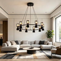 Lustre minimaliste en aluminium noir et acrylique, vente en gros directe d'usine, finition personnalisée, lampe pour restaurant et bar