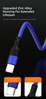 Kabel Pengisian Daya USB Tipe C Berkualitas Tinggi 120W dengan Jalinan Nilon, Kabel Micro USB 3 in 1, Kabel Pengisian Daya Super Cepat 6A untuk Ponsel