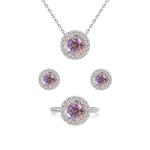 Cadermay Jewelry Set Light Purple Zircon S925 Sterling Silver Earrings Ring Pendant Classic Women's Fine Jewelry - Product Image 5
