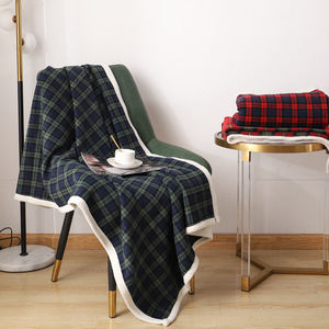 <span class=keywords><strong>Manta</strong></span> Polar de franela de estilo escocés para siesta, <span class=keywords><strong>Manta</strong></span> pequeña de tartán, color rojo y verde - Product Image 2