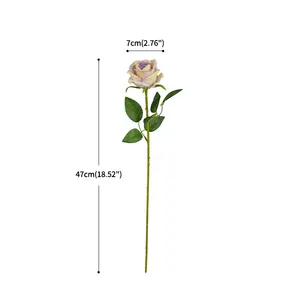 Venda quente Artificial Rosa Seda Veludo Rose Long Stem Real Touch Rose White Rose para Casamento Flores Decorativas