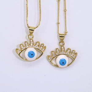 NZ1351 oro 18 carati CZ madreperla occhi diabolici Mal De Ojo turco occhi diabolici protezione talismano Nazar amuleto collana gioielli - Product Image 6