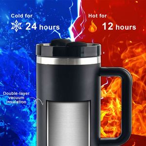 Custom Logo 40oz & 30oz Tumbler Double Wall Stainless Steel Vacuum <b>Insulated</b> Travel Coffee <b>Mug</b> With Handle & Leakproof Lid - Product Image 4