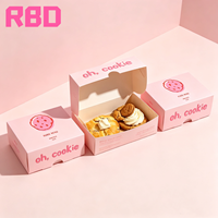 Boîte d'emballage de cupcakes en papier kraft imprimé couleur rose jaune personnalisé 2 4 6 pièces, boîte à pâtisserie rectangulaire pour biscuits