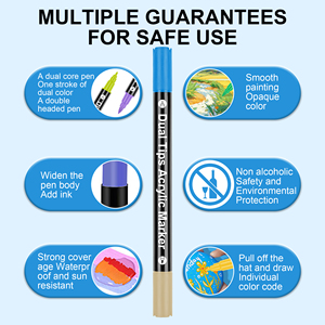 <span class=keywords><strong>Pennarelli</strong></span> <span class=keywords><strong>Acrilici</strong></span> a Doppia <span class=keywords><strong>Punta</strong></span> 12/24/36/48 Colori per Pittura su Legno, Tela, Pietra, Roccia, Vetro, Ceramica e Progetti Fai-da-Te - Product Image 4