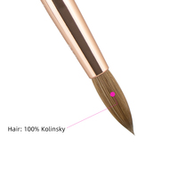 Fournisseur de pinceaux à ongles personnalisés avec logo, pinceau à ongles professionnel en acrylique avec manche en cristal Kolinsky
