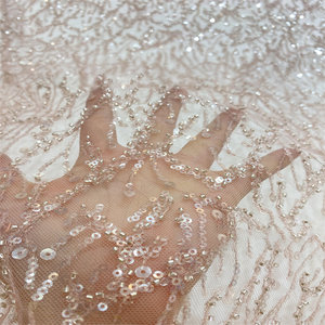 Nouvelle arrivée de luxe bon prix tissu perlé de haute qualité avec des paillettes pour la fête robe de mariée vêtements accessoires - Product Image 2