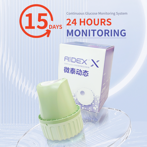 เครื่องวัดระดับน้ำตาลในเลือดแบบต่อเนื่อง (<span class=keywords><strong>CGM</strong></span>) สำหรับขายส่ง, เซ็นเซอร์วัดระดับน้ำตาล Aidex X แบบสวมใส่ได้ 15 วัน ใช้งานได้กับ Android และ IOS - Product Image 4