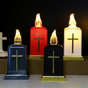 <b>Indoor</b> Cemetery Tombstone LED <b>Decorative</b> Light <b>Halloween</b> Church Prayer Light Plastic AA Battery Built-in Security Hot Selling - Product Image 1