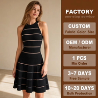 Robe Courte Chic Vespera Sans Manches Col Rond Coupe Ajustée Évasée en Maille pour Femme – Idéale Soirée, Mariage, Bal de Promo