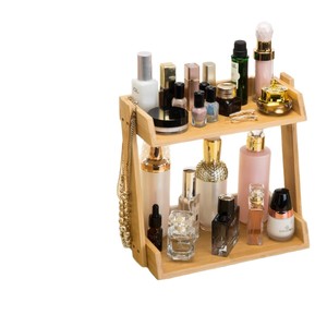 Wooden double-layer <b>shelf</b> <b>desktop</b> storage rack bathroom toiletries organizer bedroom cosmetics storage <b>shelf</b> - Product Image 3