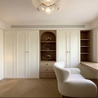 Livraison Mondiale Armoire sur Pied Ajustable Personnalisée Grande Capacité en Forme de L en Bois avec 4 Portes Battantes et Portes Coulissantes Personnalisables