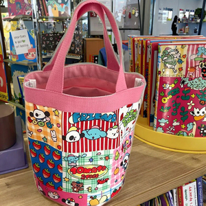 Bonito bolso de cubo de lona con grafiti, ilustración divertida de algodón abierto para niños, portátil para mamá, almacenamiento, trabajo, almuerzo, bolso de Estudiante - Product Image 4