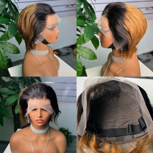 Wholesale 100% Human Hair 13*4 Frontal Straight <b>Pixie</b> <b>Cut</b> <b>Wig</b> Closure Pissy <b>Cut</b> <b>Wig</b> - Product Image 2
