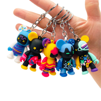 Porte-clés créatif petit ours, pendentif en PVC mignon pour femme, pour voiture, téléphone portable, sac, pour couples, design cartoon