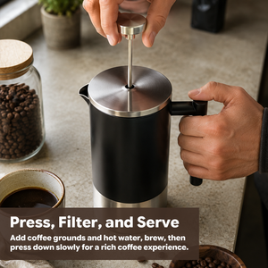 เครื่องชงกาแฟเฟรนช์เพรส I-TOP OEM สแตนเลสสตีล 304 แบบสองชั้นเก็บความร้อน ขนาด 350/800/1000 มล. แบบพกพา ขายส่ง - Product Image 4