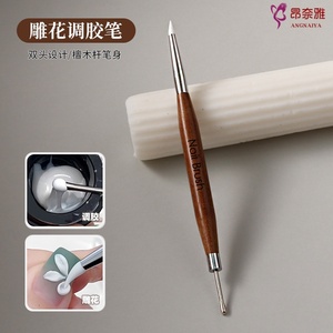1 pièce Stylo-pinceau en silicone double embout pour nail art, brosse à fleurs, outil de sculpture, poudre de paillettes et autocollants, brosse de manucure en silicone - Product Image 5