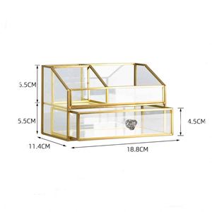 Cocostyles Custom Handmade Luxury 4 Tiers <b>Drawers</b> Type Glass and Brass <b>Storage</b> With Handles for Cosmetics <b>Box</b> Makeup - Product Image 2