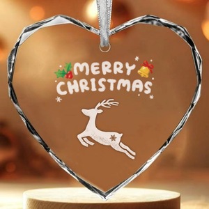 2024 Heart Shape 3.1 Inch Personilzed Crystal Glass Decoration Christmas Tree Wedding Crystal Glass Ornament - Product Image 1