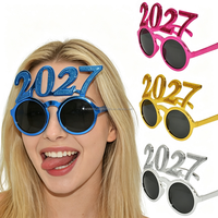 Neujahrsparty-Brillen mit Runden Glitzer-Gläsern und 2027-Zahl, Neuartige Sonnenbrillen für Weihnachten und Silvester, Fotorequisiten, Festliche Dekoration