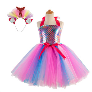 Abito da Sirena per Bambine, Costume in Tulle per Halloween e Natale, Stile Europeo e Americano - Product Image 3