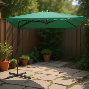 Sombrilla de Jardín de Poliéster Verde de 3 Metros con Poste de Acero y Base, Inclinación Manual, Protección Solar para Exteriores - Product Image 2