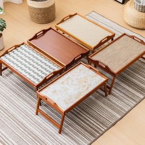 Superior Living Wooden Lazy Folding Table Multi Functional Tea Tray Bedside <b>Desk</b> For Home Bedroom Use - Product Image 3