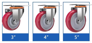 4 Zoll Werkbankrollen Hochbelastbar Edelstahl 304 Polyurethan Schwenkbar mit Bremse Trolley-Rollen - Product Image 4