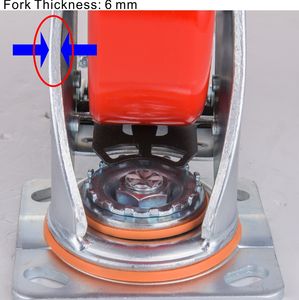 4 Zoll Hohe Tragfähigkeit Lager und Logistik Industrielle Schwenk platte Universal rad Heavy Duty <span class=keywords><strong>Red</strong></span> PU Lenkräder - Product Image 5