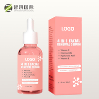 Marque privée Acide hyaluronique liquide original végétalien Nicotinamide Vitamine C Vitamine E 4 en 1 Sérum pour le visage