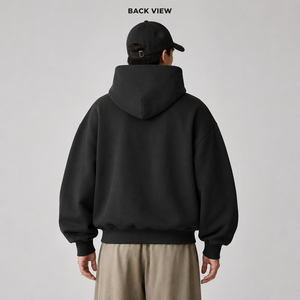 Sudadera con Capucha Personalizada, 500 GSM, Algodón, Estilo Holgado, Bordado, Calidad Premium, Estilo Urbano Moderno para Hombre - Product Image 3