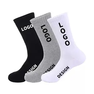 Chinesischer Lieferant Reine Baumwolle Herrensocken Sportsocken hochwertige individuelle Logo-Socken