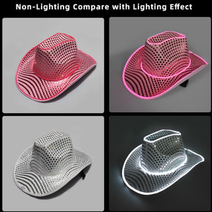 Ismart topi koboi ruangan holografis, topi kawat EL anak perempuan, topi modis, hiasan pesta untuk Halloween dan Tahun Baru, topi bertema luar angkasa menyala - Product Image 5