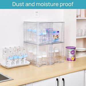 Boîte de rangement empilable de 12 pouces, organisateur de tiroir détachable en plastique transparent pour bureau et armoire - Product Image 2