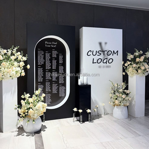 NIKA Custom Name Logo Modern Wedding Mirror <strong>Welcome</strong> Sign Black White Acrylic Seating Chart Backdrop <strong>Board</strong> for Wedding Events - Product Image 2