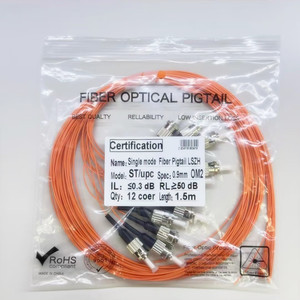 Câble Pigtail Fibre Optique Orange SC/UPC 652D 0,9 mm 12 Fibres Multimode Gaine LSZH 1,5 m Pigtaux Monomodes - Product Image 1