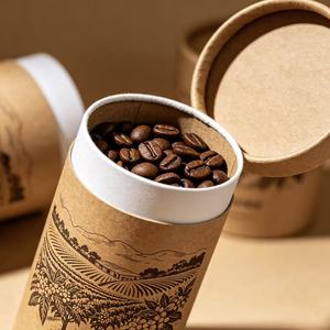 Emballage cylindrique personnalisé en tube de papier kraft écologique avec valve et marquage à chaud pour grains de café - Product Image 5