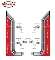 Kits d'échappement chromés Bull Horn Stack 304 SS Bull Hauler de 7 pouces pour Peterbilt 378 379