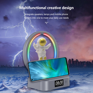 Alta calidad fuerte 5W RGB <span class=keywords><strong>LED</strong></span> levitación magnética astronauta atmósfera noche reloj despertador altavoces para actividades al aire libre - Product Image 5