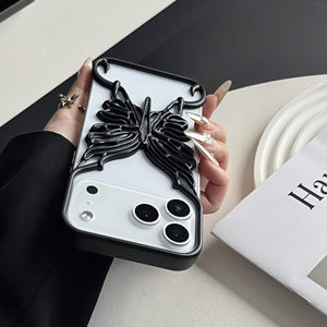 Moda mariposa sin marco ahueca hacia fuera la caja del teléfono para iPhone 11 12 13 14 15 16 17 <span class=keywords><strong>Pro</strong></span> Max transpirable duro PC cubierta Shell 17 <span class=keywords><strong>Air</strong></span> - Product Image 3
