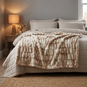 Coperta di pelliccia pesante e morbida <span class=keywords><strong>a</strong></span> doppio strato di lusso con pelliccia sintetica di coniglio finta coperta per l'inverno - Product Image 5