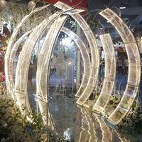 Ensemble de 7 arches circulaires en métal pour fond de scène de mariage, salon, salle de réception, décoration réutilisable, hauteur 9,2 pieds, or/blanc