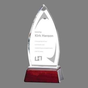 Trophée Noble Executive Award en cristal K9 en forme de flamme, sur base en bois, avec logo gravé sur mesure, pour reconnaissance professionnelle ou cadeau d'entreprise - Product Image 4