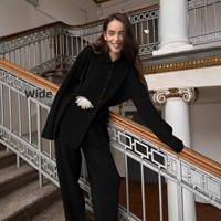 Ensemble tricoté à col mandarin et manches longues, style décontracté européen et américain, nouvelle collection automne/hiver