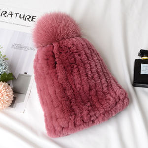 Chapeau de fourrure de Protection d'<span class=keywords><strong>oreille</strong></span> de cheveux de lapin Rex double face pour femmes automne hiver chaleur élastique motif de dessin animé réchauffeur de tête - Product Image 5