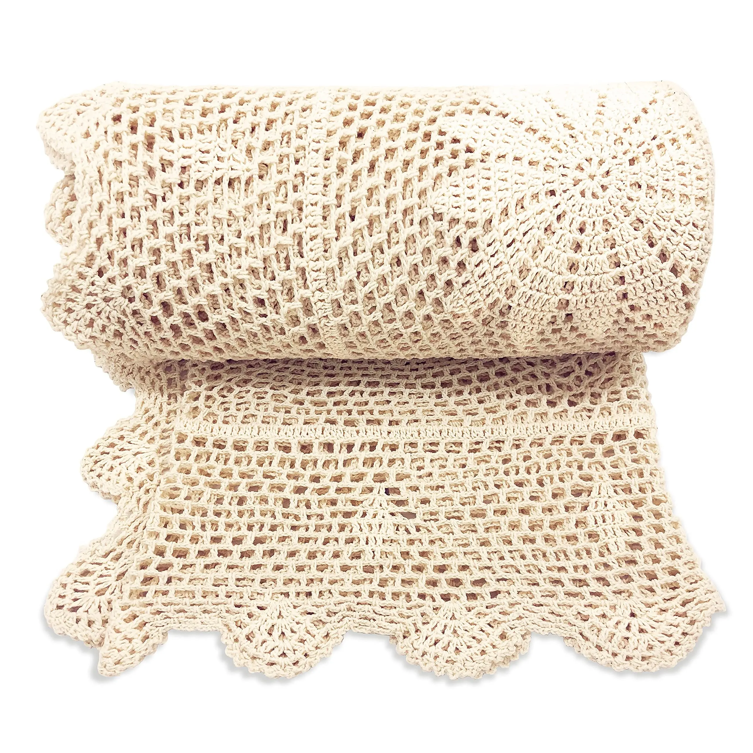 Bindi Wholesale Woven Boho Blanket 50"*60" 100% Hand Knitted Flower Pattern Crochet Throw Blanket
