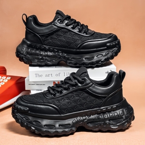 Scarpe Casual con Suola a Griglia Stile Workwear Retrò, Suola Spessa, Antiscivolo, per Sport all'Aperto, con Aumento di Altezza - Product Image 3