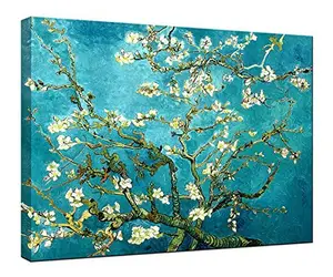 Almond Blossom 现代框架花卉帆布版画由梵高着名油画再现家居装饰品的墙壁艺术